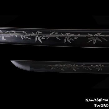Handforged Japonijos Katana 1045 anglies Plieno Full Tang Graviruotas Bambuko-Dekoratyvinis Kardas-Mediniai Apvalkalas, Suvynioti Oda