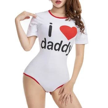 Ddlg Suaugusiųjų Kūdikių Vystyklų Meilužis (ABDL) Snap Tarpkojo Suaugusiųjų Kūdikių Onesie Bodysuit - I Love Daddy