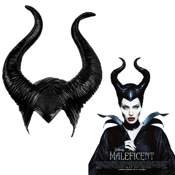 Maleficent:Ponia Blogio Kaukė Cosplay Rekvizitai galvos Apdangalai Unisex Helovinas Angelina Jolie Juodas Karalienės Skrybėlės Ragų Kepurę