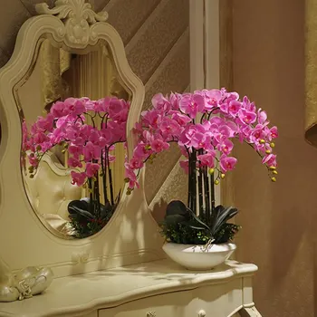 Dirbtinis didelis dydis PU nekilnojamojo paliesti ranka, jausmas, orchidėja, gėlių kompozicijų bonsai gėlė, tik ne vaza luxious gėlių puokštė