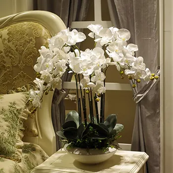 Dirbtinis didelis dydis PU nekilnojamojo paliesti ranka, jausmas, orchidėja, gėlių kompozicijų bonsai gėlė, tik ne vaza luxious gėlių puokštė