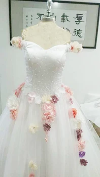 2020 Balta Off Peties Quinceanera Suknelės Kamuolys Suknelė Tiulio 15 anos Gėlės Purus Suknelės Saldus 18 Vestidos Elegantiška Prom Dress