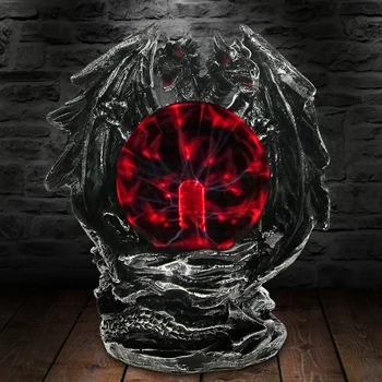 Gotikos Dragon Plazmos Kamuolys Statula Su Elektriniu Stiklo Siaubo Apšvietimo Namo Stalas Meno Dekoro Statulėlės Naujovė Lempos Šviesa