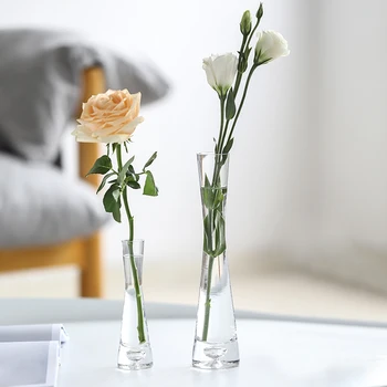 Šiaurės Paprasta Skaidraus Stiklo Vaza Mini Gėlės Hydroponic Susitarimą Maža Vaza Kambarį Stalo Reikmenys, Gėlių Vazos