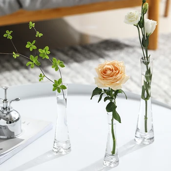 Šiaurės Paprasta Skaidraus Stiklo Vaza Mini Gėlės Hydroponic Susitarimą Maža Vaza Kambarį Stalo Reikmenys, Gėlių Vazos