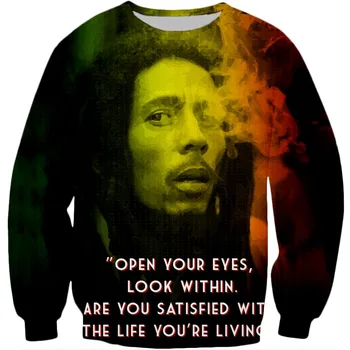 PLstar Kosmosas Prekės ženklo drabužių 2018 New style Hip-hop Palaidinukė Reggae, Bob Marley simbolių Spausdinti 3d Vyrų, Moterų Puloveriai