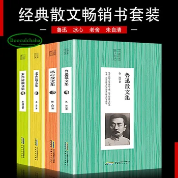 4 knygos Kinijos klasikinis esė Lu Xun Zhu Ziqing Lao Ji Bing Xin / Kinų žinomų fantastikos romaną knygą