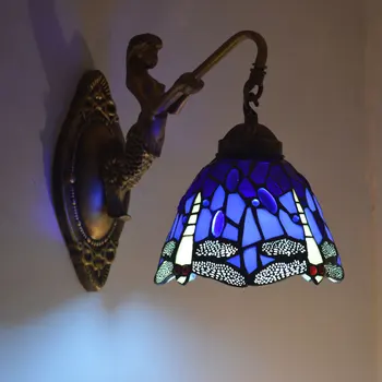 Sienos Lempa Dragonfly vitražas Umbra Sienos Sconce Naktiniai Vonios Veidrodis Kabineto Įranga E27 110-240V
