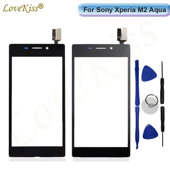 Touchscreen Sony M2 S50H D2303 Priekinis Skydelis Sony Xperia M2 Aqua D2403 M2 Jutiklinio Ekrano Jutiklis LCD Ekranas skaitmeninis keitiklis Stiklo