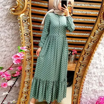 Musulmonų Abaja Blokuoti Dot Vestidos Turkija, Arabų Islamo Hijab Caftan Dress Dubajus Kaftan Maroko Tesettur Elbise Skraiste Musulmane