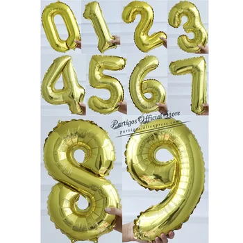 50pcs 16inch slim Skaičius Balionai Vaivorykštė Rose Aukso spalvos foli globos sidabro Jubiliejų, Vestuvių, gimtadienio apdaila