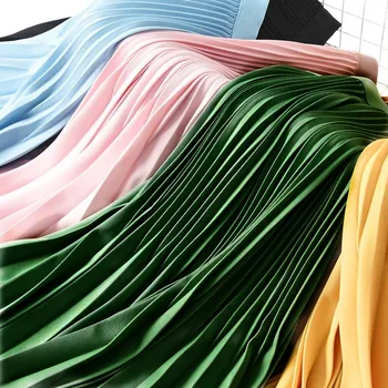 LANMREM 2021 m. Pavasarį, Rudenį, Plisuotas Sijonas, Elastinga Aukštos Juosmens Solid Color Soft-Line Moterų Elegantiškas Plonas Midi Sijonas 2A6045