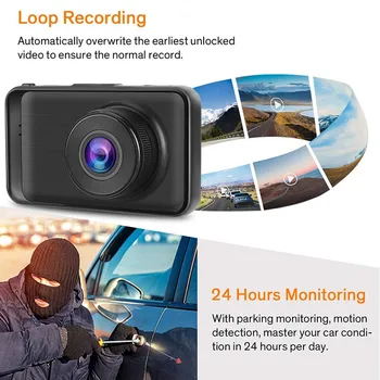 2021 Naujų Automobilių FHD Brūkšnys Cam 1080p Vaizdo įrašymo Su Galinio vaizdo Kamera Brūkšnys Kamera, Dashcam 170° Plataus Kampo Loop Įrašymo Naktį