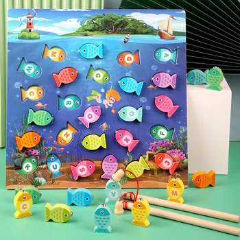 Montessori Ankstyvo Mokymosi Žaislai, Mediniai Apsimesti, Žvejybos Magnetinio Stalo Žaidimas Interaktyvus Vaikų Žaislas Kalėdų Dovana