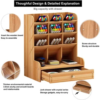 Rašiklio laikiklis Šiaurės priedų laikymo dėžutė kūrybiškumą, biuro,darbo stalo reikmenys dėžutė medinė didelės talpos bagažinę, medinės knygą lauke