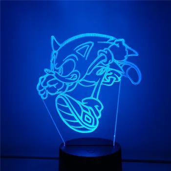 Anime Sonic The Hedgehog 3D figūrėlių, Regėjimo Naktį Žibintai LED Keitimas Naujiena Sonic, Stalo Lempos, Statulėlės, Žaislai, Kalėdų Dovana Žaislas