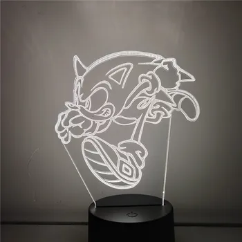 Anime Sonic The Hedgehog 3D figūrėlių, Regėjimo Naktį Žibintai LED Keitimas Naujiena Sonic, Stalo Lempos, Statulėlės, Žaislai, Kalėdų Dovana Žaislas