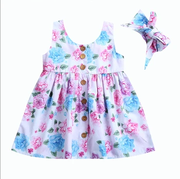 Žavinga 2vnt Kūdikių mergaičių Gėlių Suknelė drabužius 2017 m. Vasaros Vaikų, Kūdikių, Mergaičių Berankovis Suknelė Drabužius