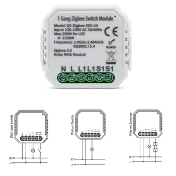 Tuya Zigbee Smart Switch Modulis Su Neutralūs ES 220V 2 Būdas Belaidžio šviesų Relė Zigbee Namų Asistentas