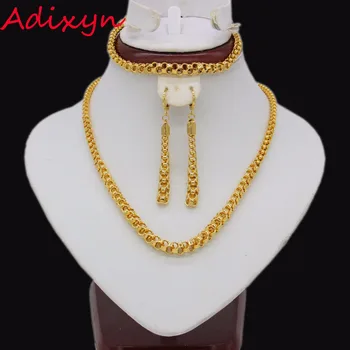Adixyn Etiopijos Karoliai/Auskarai/Apyrankės Moterims Aukso Spalvos/Vario Juvelyrika nustatyti, Afrikos/Dubai/Meksika/Nigerija Dovanos