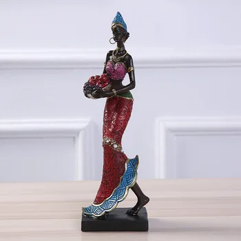 Derva Skulptūra Namų Dekoro Priedai Afrikos Moters Statulos Grožio Papuošalų Kūrybos Skulptūra