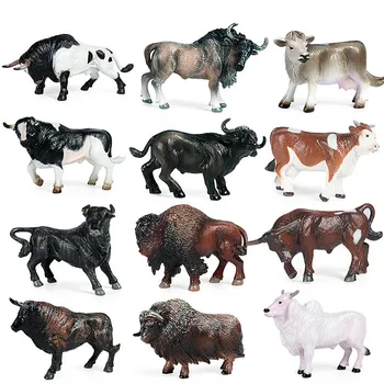 4pcs Mini Modeliavimo Užkampis Gyvūnų Modelio Duomenys Žaislai, Gyvūnai Galvijai Liūtas Karvė Paukščių PVC Veiksmų Skaičiai Lėlės Dovana vaikams