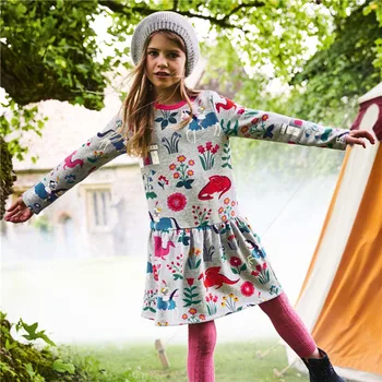 Šokinėja metrų mergaitiškus Princesė Drugeliai spausdinti baby girl suknelės rudenį, Vaikams, suknelės Mokykla Šalies Vaikams Drabužių