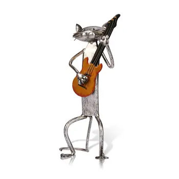 Tooarts Metalo Skulptūra Gyvūnų Gitara, Saksofonas Dainavimo Kačių Namų patalpų įrengimui skirti Dirbiniai, Rankdarbiai namų dekoro