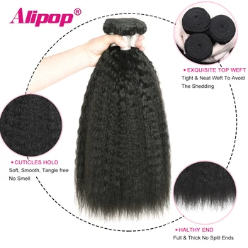 Alipop Keistą Tiesiai Žmogaus Plaukų Komplektus Remy 3 Ryšulius Žmogaus Plaukų Brazilijos Plaukų Pynimas Ryšulių 8-28 Colių Moterims
