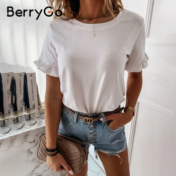 BerryGo Vasaros Mados Stilius White T-shirt Moterims, Atsitiktinis Derliaus Laisvi Marškinėliai viršuje Moterų Marškinėliai 2020 Metų Mados Viršūnės Tee blusa mujer