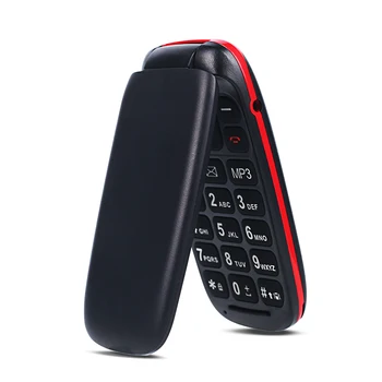 Ushining Nemokamai Mobiliojo Telefono Vyresnysis Mobilusis Telefonas Dideliais Klavišais Apversti 1.8 Colių Ekranas, (Dviguba SIM kortele, Kamera, Bluetooth, MP3 Player) -Raudona