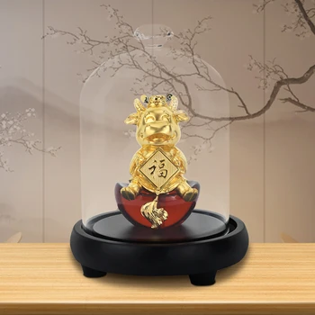 Likimo JAUTIS, Statula Pasisekė turto Fu Galvijų Aukso Folija Amatų Biuro Apdailos Meno Gyvūnų Amatų Darbalaukio Ornamentu Namų dekoro Dovanos
