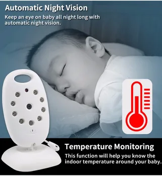 Belaidžio Video Baby Monitor 2.0 colių Spalvotas Saugumo Kameros 2 Būdas Kalbėti NightVision IR LED Temperatūros Stebėjimo 8 Lopšinė