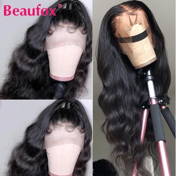Beaufox 13x4 Nėriniai Priekiniai Žmogaus Plaukų Perukai Moterims, Brazilijos Plaukų Perukai Kūno Banga Žmogaus Nėriniai Perukas iš Anksto Nupeštos Su Kūdikių Plaukus Remy