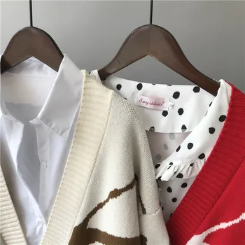Megztinis moterų 2020 m. rudens ir žiemos naujų korėjos išsiuvinėti pelėda džemperis cardigan vidutinės trukmės laisvi kailio moteriški drabužiai