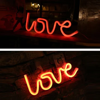 LED Neoninės Šviesos, Meilės Formos Naktį Šviesos Ženklas Lemputė (Akumuliatorius lauke + USB), Dvigubo Galingumo naktinė lempa Patalpų Kalėdų Vestuvių