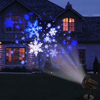 Lauke Sningant, Projekcijos, Šviesa, Su Nuotolinio Kalėdų Snaigės Lempa Už Sodo Vestuves Kraštovaizdžio Puošmena Šviesos