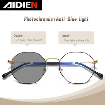 Moterų Akiniai, skirti kompiuterinių žaidimų stabdžių blue akiniai vyrų photochromic objektyvas trumparegystė dioptrijomis metalo rėmas filtras mėlyna šviesa akiniai