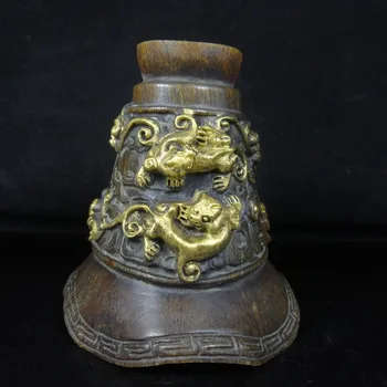 Antikvariniai raganosių ragų raižyti dekoratyvinis taurės papuošalų kolekcija