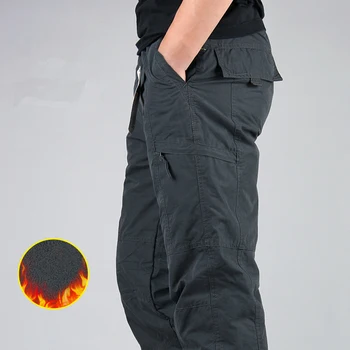 2020 m. Žiemos Tirštėti Vilnos Krovinių Kelnės Vyrams, Atsitiktinis Medvilnės Karinis Taktinis Baggy Pants Outwear Švarkelis Šiltas Kelnes M-3XL