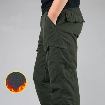 2020 m. Žiemos Tirštėti Vilnos Krovinių Kelnės Vyrams, Atsitiktinis Medvilnės Karinis Taktinis Baggy Pants Outwear Švarkelis Šiltas Kelnes M-3XL