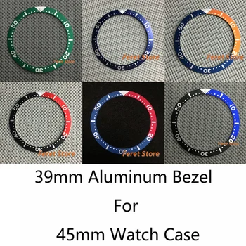Bliger nauja Juoda/tamsiai mėlyna/oranžinė/raudona 39mm Aliuminio Žiūrėti Bezel Įterpti Žiedas 45mm Žiūrėti Atveju Laikrodį Priedai