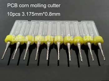10vnt PCB frezavimo cutter 0,8 mm žuvies uodega frezavimo cutter kukurūzų frezavimo cutter volframo karbido mini pabaiga malūnas graviravimas CNC