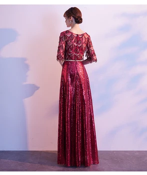 Naujas Atvykimo 2019 Nėrinių blizgančiais Ilgą vakarinę Suknelę Šalies Elegantiškas Vestido De Festa Derliaus Pusė rankovės Prom Chalatai