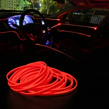LEEPEE Dekoratyvinės Lempos Automobilio 12V LED Šaltai žibintai, Automobilių Žibintai, Automobilių stilius 5m Šviesos Juostos Lankstaus Neono EL Viela