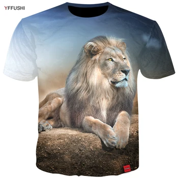 YFFUSHI Prekės Aukštos Kokybės Vyriška 3D Viršūnes Mados Gyvūnų Serijos Liūtas 3d Spausdinimo Vasaros Vyrų T-shirt Hip-Hop Vyrų Trišakiai Plius Dydis 5XL
