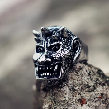 Kietas Vyrų Troll 316L Nerūdijančio Plieno Žiedas Velnias, Demonas Dviratininkas Žiedai Unikalią Gotikos Kaukolė Papuošalai