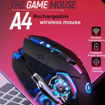 Silent Wireless Mouse 1600 DPI Įkraunamą Pelę Žaidimų 2.4 G USB Ergonomiškas Belaidžio Žaidimų Pelės Nešiojamas Kompiuteris
