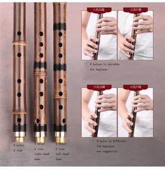 Kinijos vertikalus bambuko fleita violetinis bambuko xiao muzikos instrumentas F tonas pradedantysis 8 skyles klavišą G