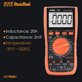 RuoShui 9808+ Aukšto tikslumo skaitmeninis Multimetras 2000uF capacimeter 20MHz Dažnį, temperatūrą ir induktyvumas matavimo LCR